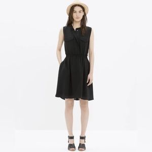 Madewell Silk Journey Shirtdress In Black Sleeveless Lined Size XS